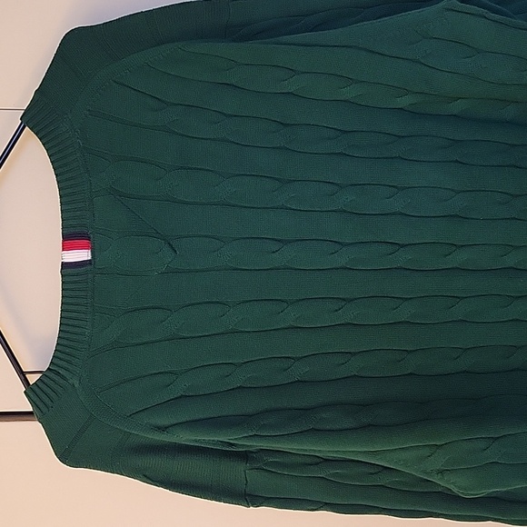 Mens Tommy Hilfiger cable knit crewneck sweater - Picture 5 of 11
